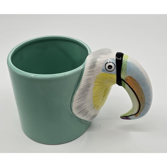 VTG Bergschrund Seattle Mug 1990 Hand Painted Tropical Toucan Bird Handle NIB - Picture 1 of 11